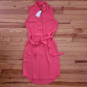NWT Adrienne Vittadini Button-down Collared Sleeveless Pink Dress - Size xs